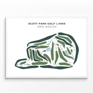 Scott Park Golf Links, Nouveau-Mexique | Carte du parcours de golf, carte du golf, cadeau golfeur pour lui, mise en page de la carte de score, cadeau petit ami golfeur, impression d'art sans cadre