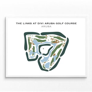 The Links au parcours de golf Divi Aruba, Aruba | Carte du terrain de golf, carte du golf, cadeau golfeur pour lui, cadeau petit ami golfeur, impression d'art sans cadre