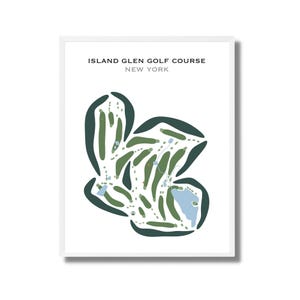 Parcours de golf Island Glen, État de New York | Carte du parcours de golf, carte du golf, cadeau golfeur pour lui, mise en page de la carte de score, cadeau petit ami golfeur, impression d'art sans cadre