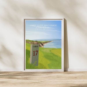 Campo de golf Cabot Cliffs, Nueva Escocia / Póster de golf con hoyos exclusivos, decoración de golf, regalo deportivo para papá, regalo para amantes del golf, regalo de golf de aniversario