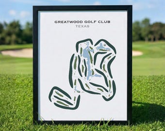 Greatwood Golf Club, Texas / Mapa del campo de golf, Mapa de golf, Regalo para golfista, Tarjeta de puntuación, Regalo para novio golfista, Regalo para golfista, Lámina decorativa
