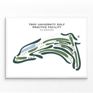 Troy University Golf Practice Facility, Alabama | Golfbaankaart, golfkaart, scorecardlay-out, cadeau golfer vriendje, kunstdruk INGELIJSTE