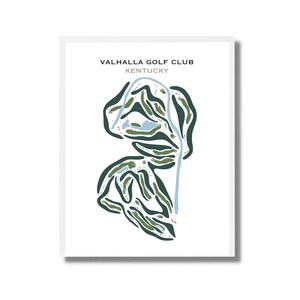 Valhalla Golf Club, Louisville, Kentucky Muurkunst | Golfbaankaart, golfcadeaus voor papa, baanindeling, ingelijste kunstafdruk in aquarelstijl