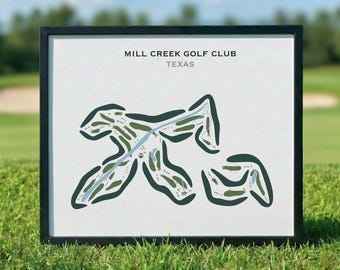 Club de golf Mill Creek, Texas / Mapa del campo de golf, Mapa de golf, Regalo para golfista, Diseño de tarjeta de puntuación, Regalo para novio golfista, Decoración con lámina artística