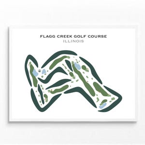 de golf de Flagg Creek, Illinois | Carte du parcours de golf, carte du golf, cadeau golfeur pour lui, mise en page de la carte de score, cadeau petit ami golfeur, impression d'art sans cadre
