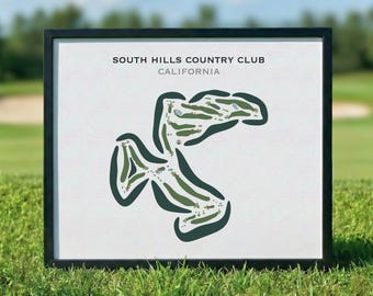 South Hills Country Club, CA | Golf Course Map, Golf Map, Golfer Gift For Him, Scorecard Layout, Golfer Boyfriend Gift, Art Print Decor