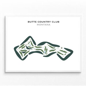 Butte Country Club, Montana | Golfbaankaart, golfkaart, golfer cadeau voor hem, scorecardlay-out, cadeau golfer vriendje, kunstdruk INGELIJST