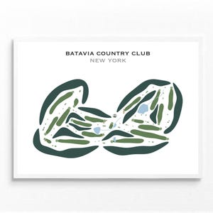 Batavia Country Club, New York | Golf Course Map, Golf Map, Golfer Gift For Him, Scorecard Layout, Golfer Boyfriend Gift, Art Print Decor