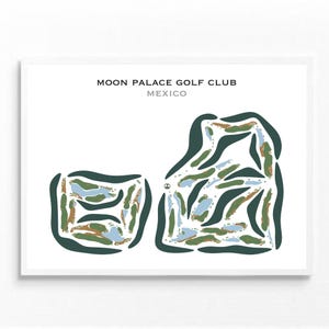 Club de golf Moon Palace, Mexique | Carte du parcours de golf, carte du golf, cadeau golfeur pour lui, mise en page de la carte de score, cadeau petit ami golfeur, impression d'art sans cadre