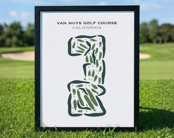 Van Nuys Golf Course, CA | Golf Course Map, Golf Map, Golfer Gift For Him, Scorecard Layout, Golfer Boyfriend Gift, Art Print Decor