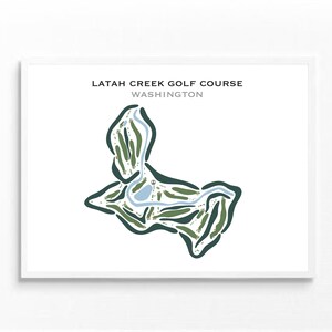 Campo de golf Latah Creek, Washington / Mapa del campo de golf, Regalos de golf para papá, Decoración de golf, Arte mural de golf / Impresión artística estilo acuarela Sin marco