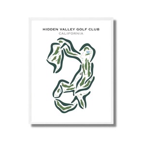 Hidden Valley Golf Club, Californië | Golfbaankaart, golfkaart, golfer cadeau voor hem, scorecardlay-out, cadeau golfer vriendje, kunstdruk INGELIJST