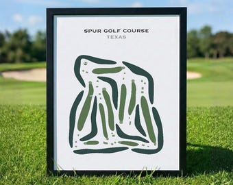 Campo de golf Spur, Texas / Mapa del campo de golf, Mapa de golf, Regalo para golfista, Tarjeta de puntuación, Regalo para novio golfista, Regalo para golfista, Decoración con lámina artística