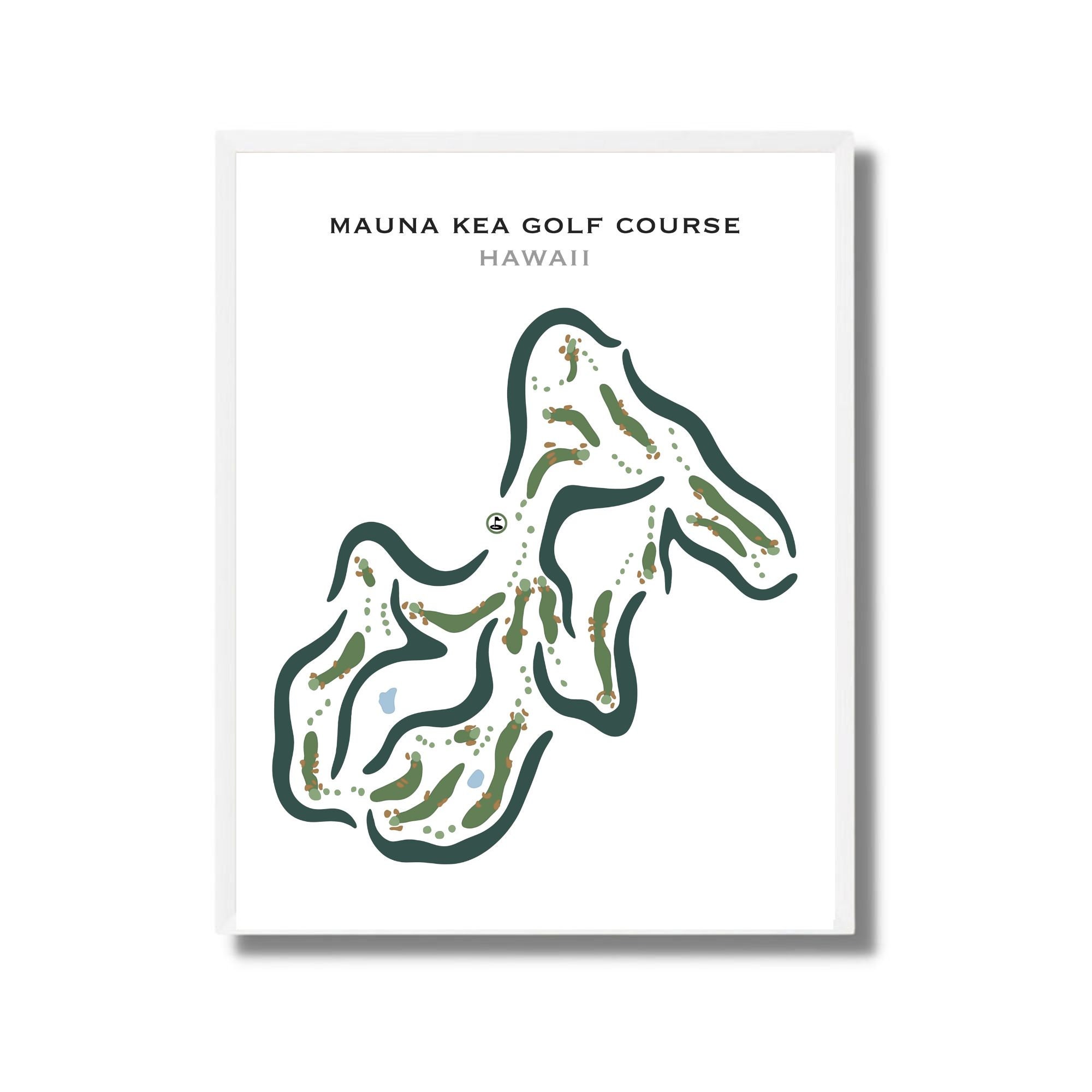 Mauna Kea Golf Course, Hawaii Course Map Wall Art, Golfer Lover Gift For Him, Housewarming Gift, Sport Man Cave Home Decor