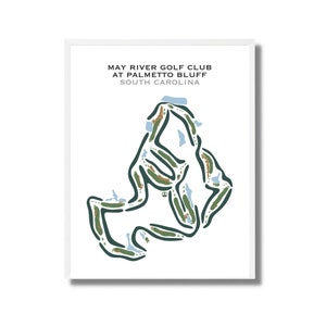 May River Golf Club Palmetto Bluff, SC | Kunstdruck, Golfspieler Geschenk, Golfspieler Karte, Scorekarten Layout, Landkarte, Kunstdruck UNGERAHMT, für Sie und Ihn