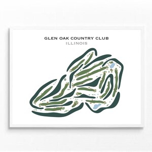 Glen Oak Country Club, Illinois, Golf Course Map, Personalized Golf Course Map, Golf Gifts for Men, Golf Wall Art, Custom Golf Gifts