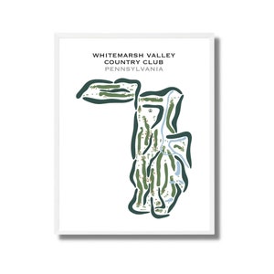 Whitemarsh Valley Country Club, Pennsylvania | Golfbaankaart, golfkaart, cadeau golfer, scorecardlay-out, cadeau golfer vriendje, kunstdruk INGELIJST