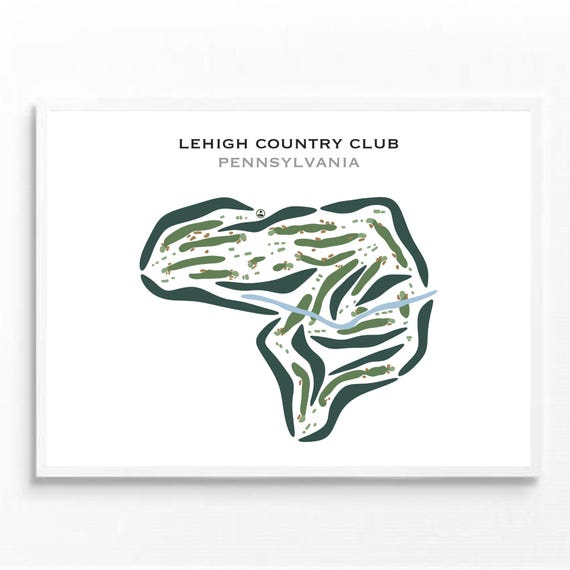 Lehigh Country Club, PA | Golf Course Map, Golf Map, Golfer Gift for Him, Scorecard Layout, Golfer Boyfriend Gift, Art Print Decor