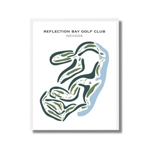 Reflection Bay Golf Club, Nevada | Golfbaankaart, golfbaanprint, valentijnscadeau voor hem | Kunstafdruk, UNFRAME