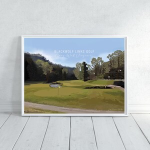 Blackwolf Links, West-Virginia | Golfposter met handtekeninggat, golfdecor, sportcadeau voor vader, cadeau golfliefhebbers, golfcadeau jubileum