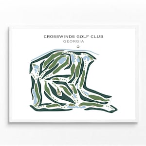 Crosswinds Golf Club, Georgia / Mapa del campo de golf, mapa de golf, regalo de golfista para él, diseño de tarjeta de puntuación, regalo de novio golfista, impresión artística SIN MARCO