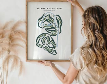 Valhalla Golf Club, Louisville Kentucky Wall Art | Golf Course Map, Golf Gifts for Dad, Course Layout, Watercolor-style Art Framed Print