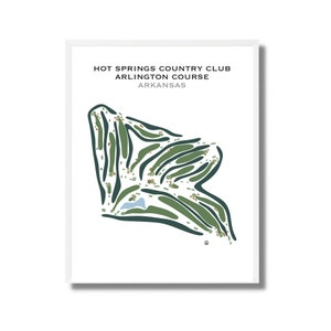 Hot Springs Country Club, parcours d'Arlington, AR | Carte du terrain de golf, carte du golf, mise en page de la carte de pointage, cadeau petit ami golfeur, impression d'art sans cadre