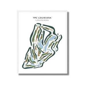 TPC Louisiana, Louisiana, Golf Platz Karte, Golf Wohn Dekor Geschenk, Durchdachtes Weihnachtsgeschenk, Golf Liebhaber Geschenk, Minimalistische Golf Karte, UNGERAHMT