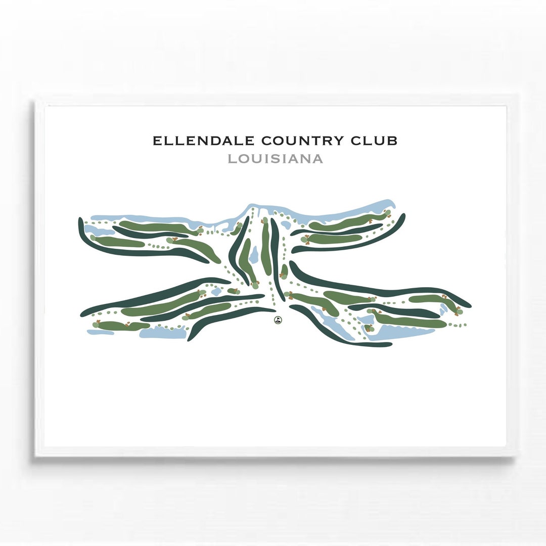 Ellendale Country Club, LA Golf Course Map, Home Decor, Golfer Gift for