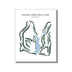 Falcon Lakes Golf Club, Kansas | Golfbaankaart, golfkaart, golfer cadeau voor hem, scorecardlay-out, cadeau golfer vriendje, kunstdruk INGELIJST