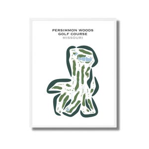 Club de Golf Persimmon Woods, MO / Mapa del Campo de Golf, Mapa de Golf, Regalo para Golfista, Diseño de Tarjeta de Puntuación, Regalo para Novio Golfista, Lámina Artística SIN MARCO