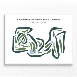 Parcours de golf de Cherokee Springs, OK | Carte du parcours de golf, décoration, cadeau golfeur pour lui, mise en page de la carte de score, cadeau petit ami golfeur, impression d'art sans cadre