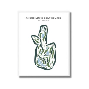 Parcours de golf Angus Links, Illinois | Carte du parcours de golf, carte du golf, cadeau golfeur pour lui, mise en page de la carte de score, cadeau petit ami golfeur, impression d'art sans cadre