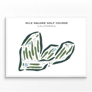Campo de golf Mile Square, CA / Mapa del campo de golf, Mapa de golf, Regalo de golfista para él, Diseño de tarjeta de puntuación, Regalo para novio golfista, Impresión artística SIN MARCO