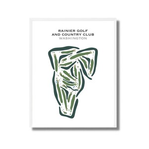 Rainier Golf & Country Club, WA | Golf Platz Karte, Dekor, Golfspieler Geschenk, Scorekarte Layout, Golfspieler Freund Geschenk, Kunstdruck UNGERAHMT
