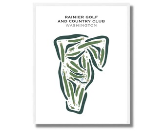 Rainier Golf & Country Club, WA Golf Course Map Wall Art, Golf Gift For Women, Golf Gift For Women, Mancave Hanging Decor, Housewarming Gift