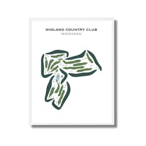 Midland Country Club, Michigan / Mapa del campo de golf, Mapa de golf, Regalo para golfista, Diseño de tarjeta de puntuación, Regalo para novio golfista, Lámina artística sin marco