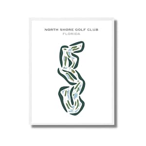 North Shore Golf Club, Florida | Golfbaankaart, golfkaart, golfer cadeau voor hem, scorecardlay-out, cadeau golfer vriendje, kunstdruk INGELIJST