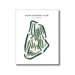 Elgin Country Club, Illinois / Mapa del campo de golf, mapa de golf, regalo de golfista para él, diseño de tarjeta de puntuación, regalo de novio golfista, impresión artística SIN MARCO