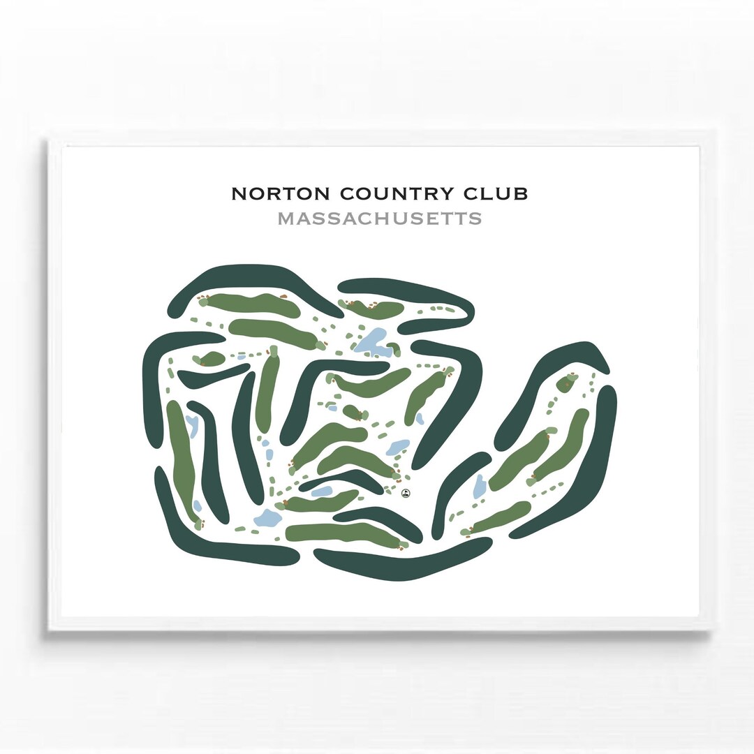 Norton Country Club MA Golf Course Map Golf Map Golfer Gift for