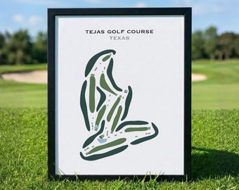 Campo de golf Tejas, Texas / Mapa del campo de golf, Mapa de golf, Regalo para golfista, Tarjeta de puntuación, Regalo para novio golfista, Regalo para golfista, Decoración con lámina artística