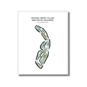 Campo de golf Dolphin Course de Ocean Reef Club, Florida, mapa del campo de golf, mapa de golf, regalo para golfistas, diseño de tarjeta de puntuación, regalo para novios golfistas, impresión artística SIN MARCO