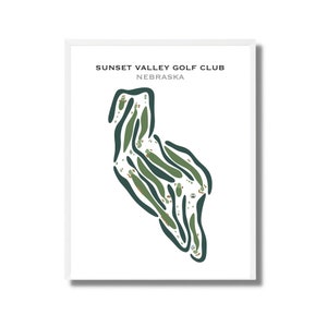 Sunset Valley Golf Club, NE | Golfbaankaart, golfkaart, golfer cadeau voor hem, scorecardlay-out, cadeau golfer vriendje, kunstdruk INGELIJST