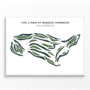 The Links à Bodega Harbour, Californie | Carte du parcours de golf, carte du golf, cadeau golfeur pour lui, mise en page de la carte de score, cadeau petit ami golfeur, impression d'art sans cadre