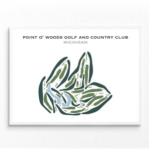 Point O 'Woods Golf & Country Club, MI | Kunstdruck, Kunstdruck, Score Card Layout, Golf Map, Golf Map, Art Print UNGERAHMT, für Sie und Ihn