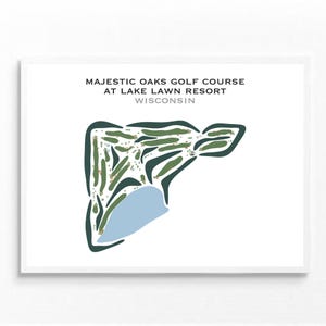 Campo de golf Majestic Oaks en Lake Lawn Resort, WI / Mapa del campo de golf, mapa de golf, regalo de golfista para él, regalo de novio golfista, impresión artística SIN MARCO