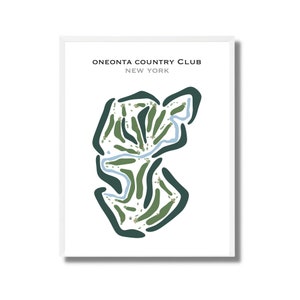 Oneonta Country Club, NY / Mapa del campo de golf, mapa de golf, regalo de golfista para él, diseño de tarjeta de puntuación, regalo de novio golfista, impresión artística SIN MARCO