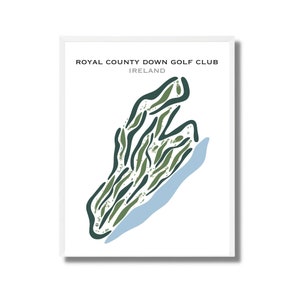 Royal County Down Golf Club, Irlanda / Mapa del campo de golf, mapa de golf, regalo para golfistas, diseño de tarjeta de puntuación, regalo para novios golfistas, impresión artística SIN MARCO