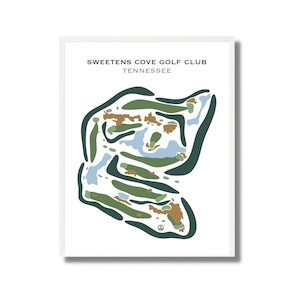 Sweetens Cove Golf Club, TN | Golfplatz Karte,Golf Geschenke für Papa,Golf Dekor für Haus,Golf Wandkunst | Aquarell Style Kunstdruck Ungerahmt