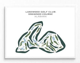Club de Golf Lakewood - Campo Dogwood, AL / Mapa del Campo de Golf, Mapa de Golf, Regalo para Golfista, Tarjeta de Puntuación, Regalo para Novio Golfista, Decoración con Lámina Artística